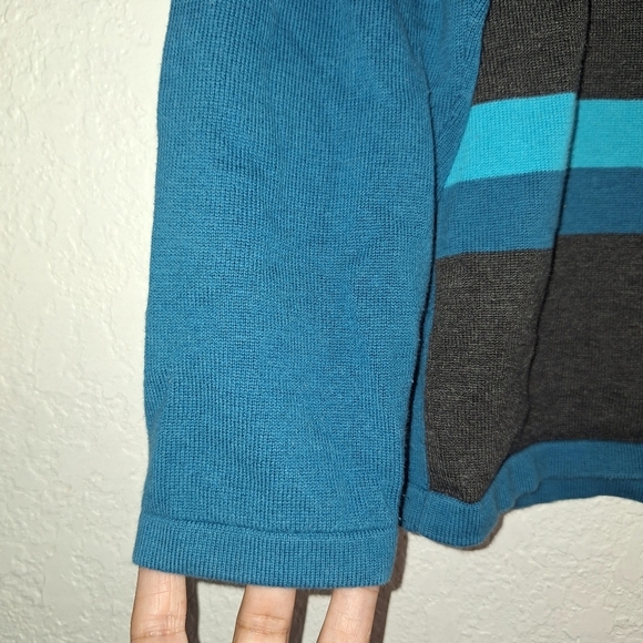 Allison Daley Turquoise & Black Pullover Rhinest Long Sleeve Sweater Size Small - Picture 4 of 8